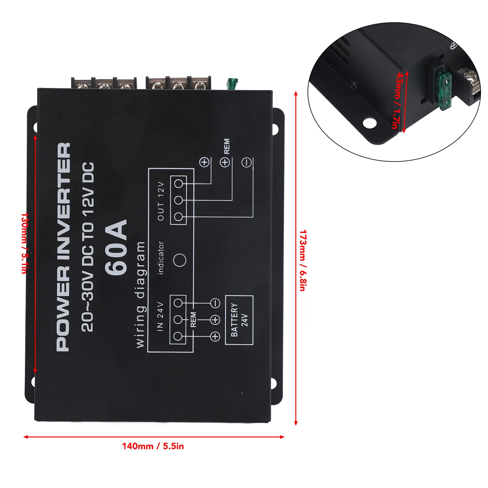 منظم مخفض الجهد تبديد الرأس السريع 24 فولت إلى 12 فولت محول خفض الجهد مع التحكم في درجة الحرارة لحافلات RVS SUV