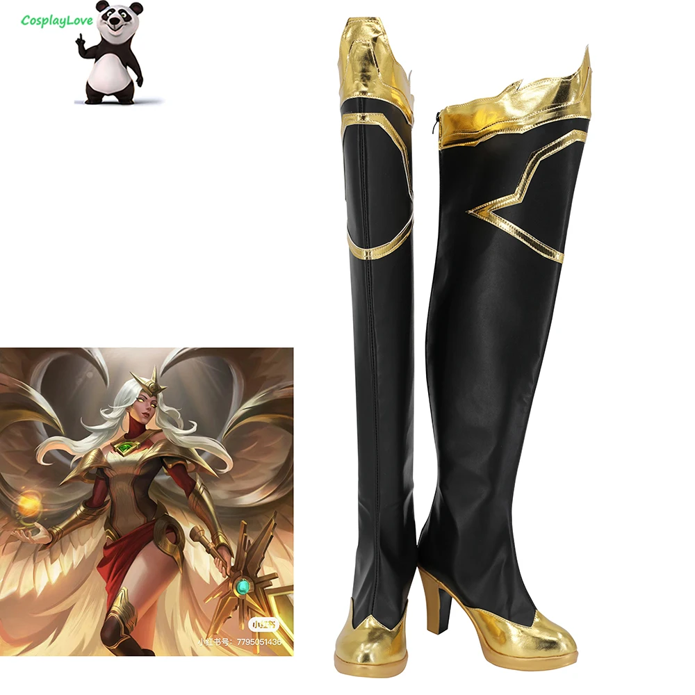 

КосплейLove LOL Game The Righteous Kayle, черные туфли для косплея, длинные кожаные сапоги на заказ