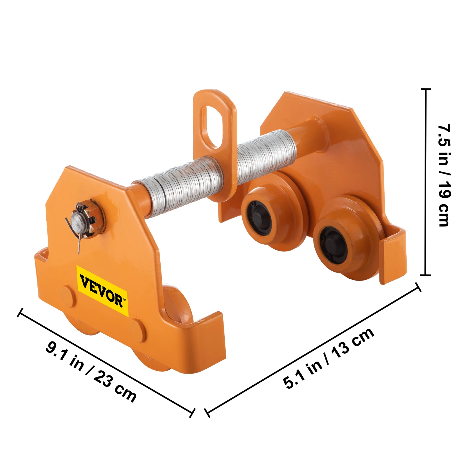 Vevor Handleiding Trolley W/Verstelbare Breedte Track Roller Poeder Coating En Dual Wielen Kettingtakel Voor Rechte Gebogen Ik beam