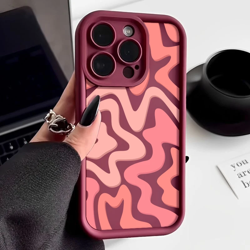 Gestreiftes Muster Silikon-Handyhülle für iPhone 18 ProMax 17 16 15 14 Pro Max 13 17 Pro Air 17e 16e Bonbonfarben Stoßfeste Hülle – Detail 10