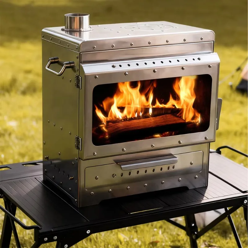 2026 Stainless Steel Smokeless Fireplace Multi-Functional Tent Wood Stove Outdoor Camping Firewood Heater
