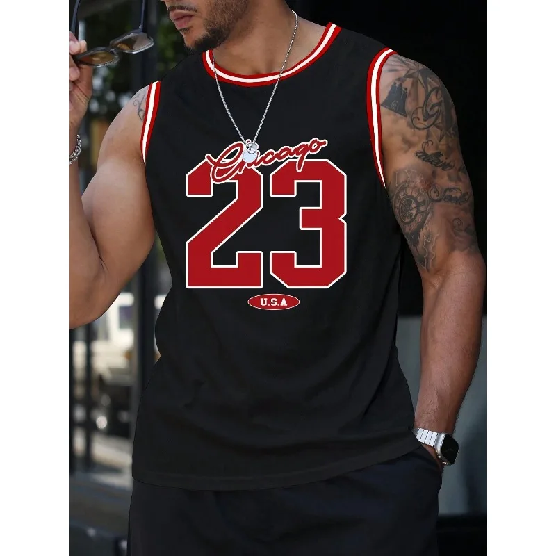 

Новый летний баскетбольный жилет, модная футболка без рукавов для тренировок, мужская спортивная одежда, подходит для баскетбольных видов спорта