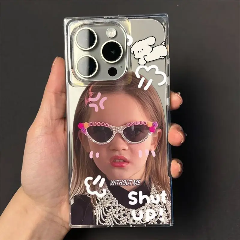 

Kawaii European And American Sunglasses Girl iPhone Case For iPhone 16 15 14 13 12 11 Pro Max PLUS INS Transparent Soft Cover