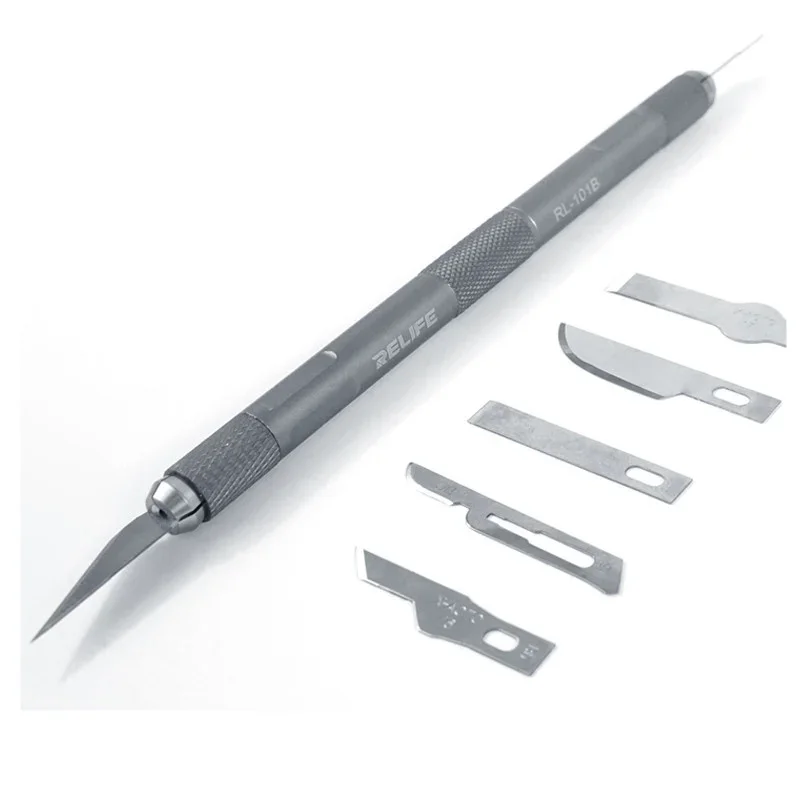 RELIFE RL-101B 8 en 1 Couteau Ensemble pour Téléphone Portable Maintenance De Haute Qualité Et De Précision Carte Mère Colle Enlèvement Cutter Outil