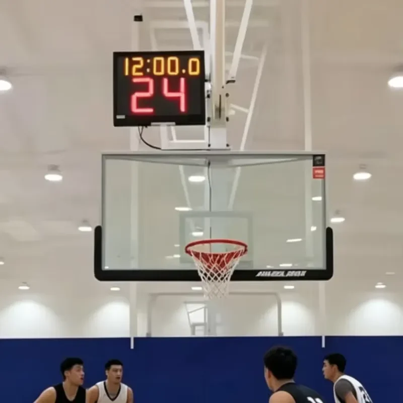 LED Basketball Scoreboard With 24s Shot Clock, Remote Control for Indoor Gym Competition Scoring
