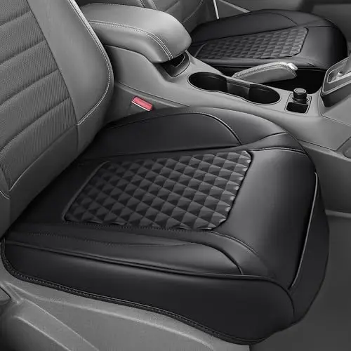 

2-Pack Leather Car Seat Covers - Universal Anti-Slip Seat Protectors for Cars, SUVs, Trucks - Black