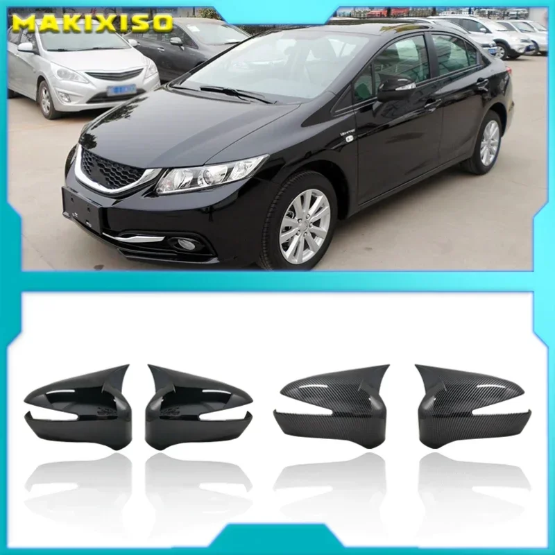 

2 pieces Rearview Mirror Cover Cap Carbon Black for Honda Civic 8th gen 2006-2012