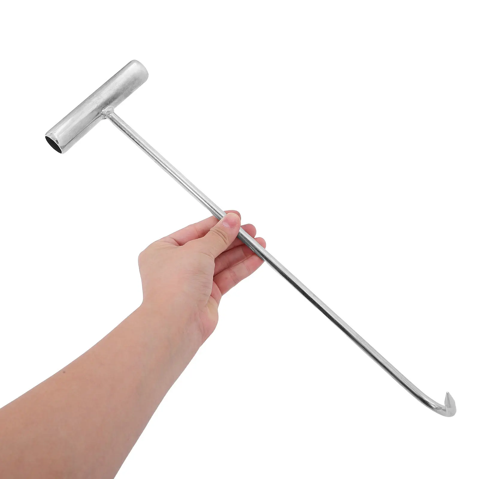 2Pcs Manhole Cover Lifting Tool T-Hook Design Ergonomic Grip Heavy Duty Steel for Drain Covers Sewer Access Lift Pull Hook