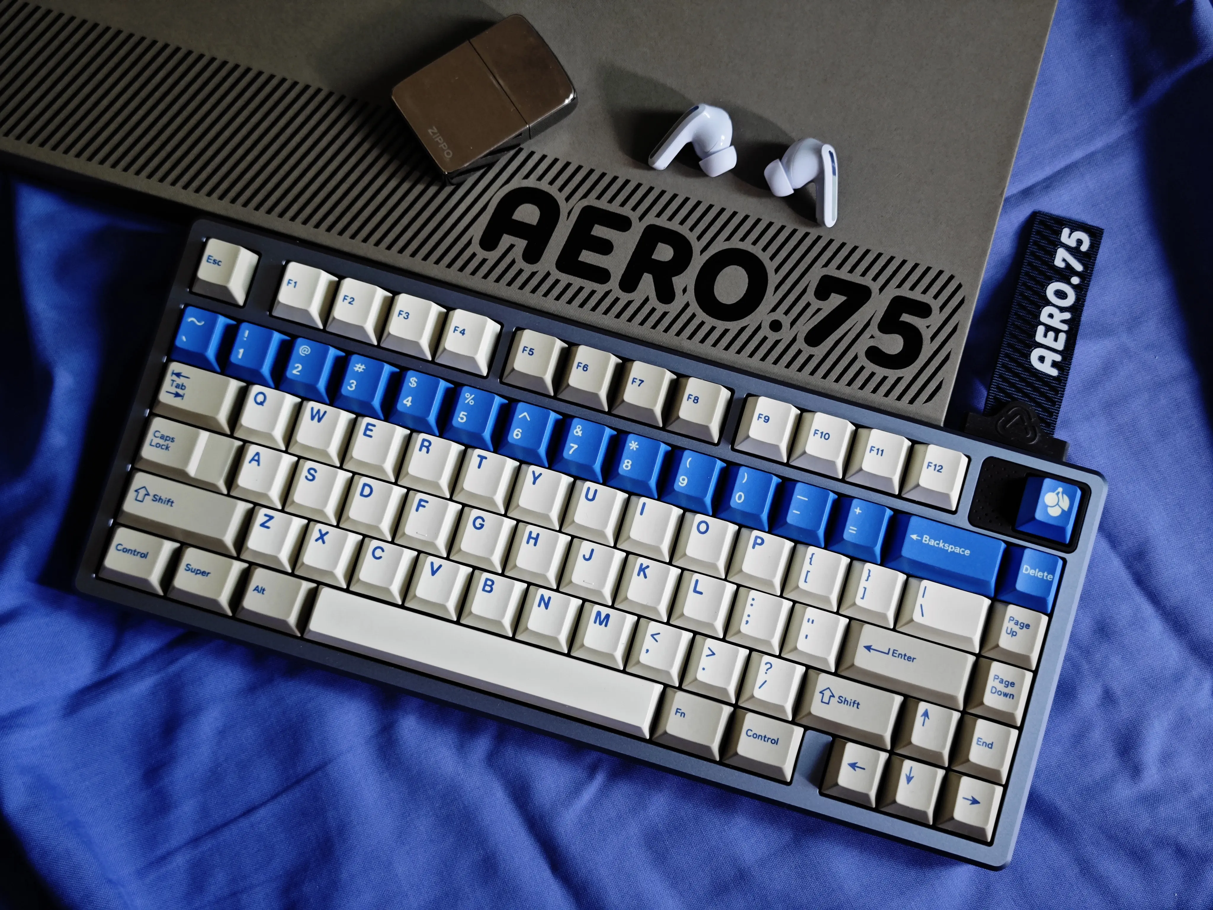 Blue Alert Keycaps PBT Dye Sublimation Cherry Height for Mechanical Keyboard Korean AULA F75 Ajazz Game PC
