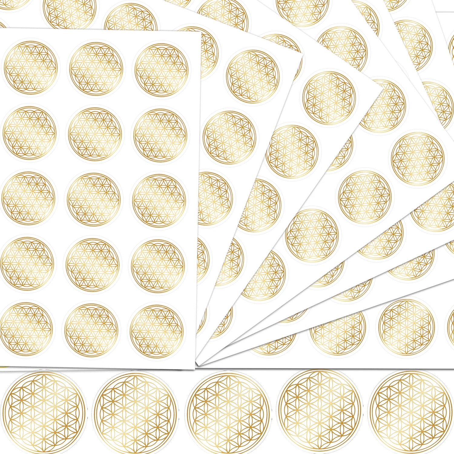 ملصقات زهرة الحياة، ملصقات طاقة زهرة الحياة الذهبية، PVC ذاتية اللصق، ملصقات مجوهرات كريستالية شفافة