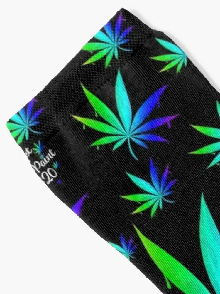 WetPaint420 Liquid Pot Leaves on Black Socks gym Hiking boots Run Socks Ladies Men's