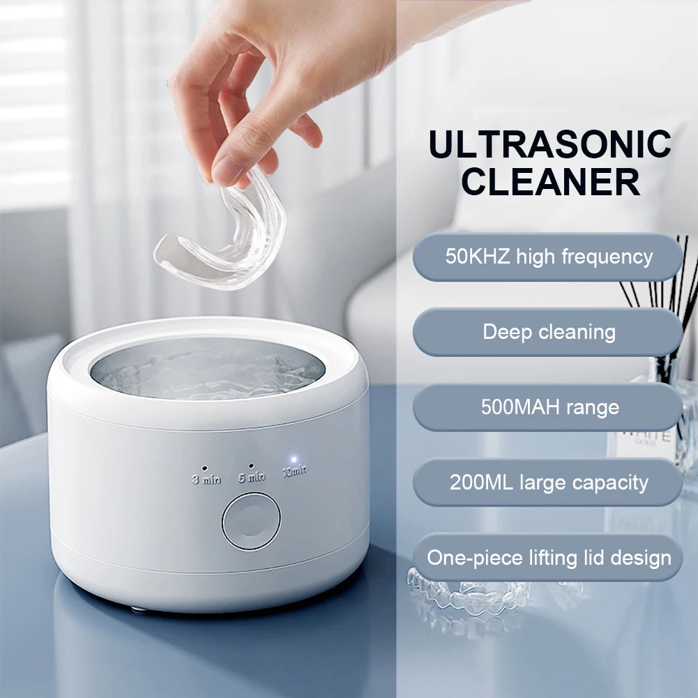 Ultrasonic Electric Cleaner Machine One-Touch Operation Automatic Cleaning Device 3 Speeds Timing for Cleaning Jewelry Glasses
