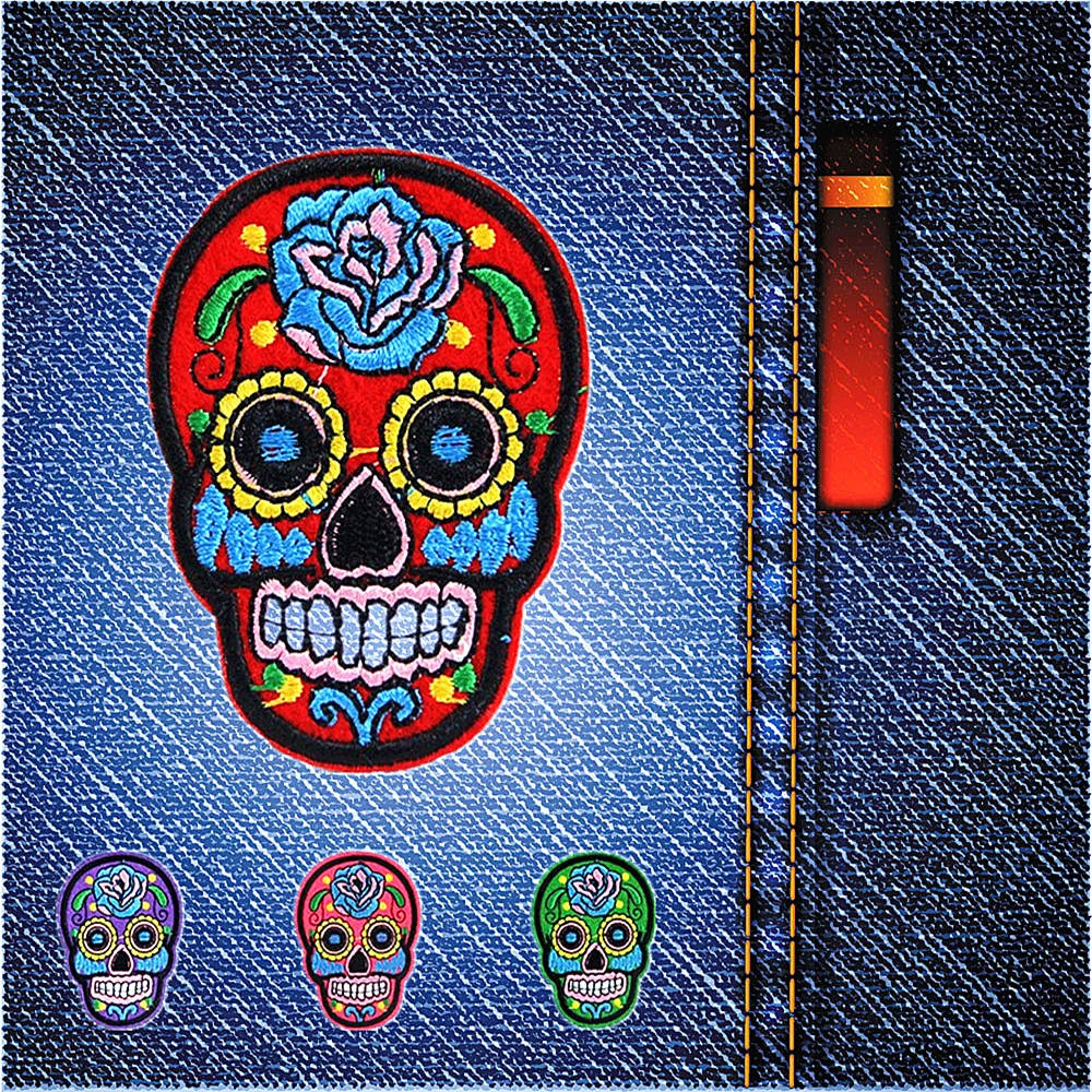 

Набор из 6 нашивок с вышивкой в виде черепов в стиле панк-рок, для курток, джинсов, байкерской одежды, уличной моды, аксессуары для шитья своими руками