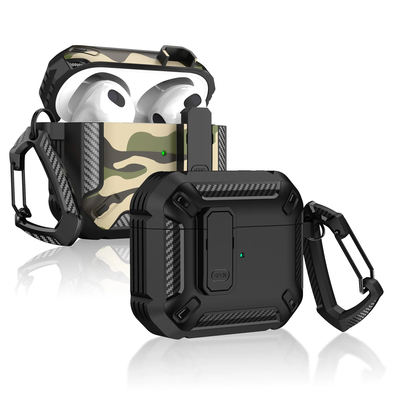 

Earphone Cases with Carabiner for AirPods 4 Switch Lock Headphone Cover Hard Shell Protective Armor with Lock