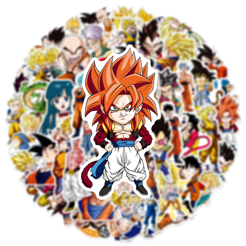 Pegatinas de Anime de Dragon Ball para niños, calcomanías de dibujos animados de Son Goku, calcomanías decorativas para teléfono, botella de agua,