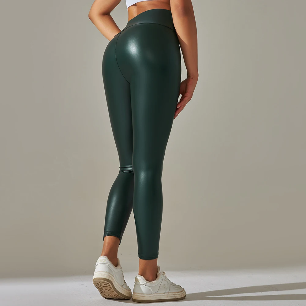 مثير التخسيس فو بنطال جلدي النساء قطب بعقب بولي Leggings طماق قطب بعقب عالية الخصر رفع الجوارب غير رسمية الملابس النسائية #6