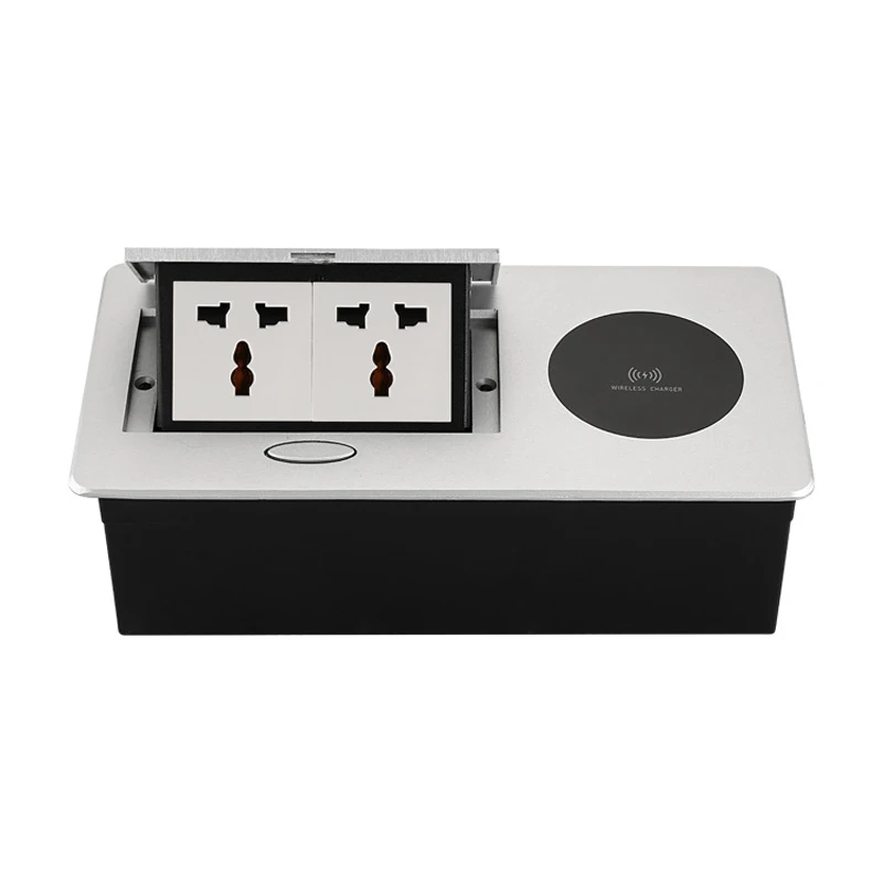 Desktop Socket 45 Type Universal Multifunctional Three-hole Power Socket 250V/13A Wireless Charging Embedded Pop-up EU US Socket