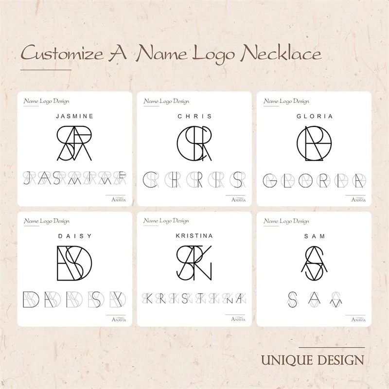 Personalized Logo Name Necklace Custom Monogram Pendant Unique Minimalist Design Name Necklace for Women Anniversary Gift