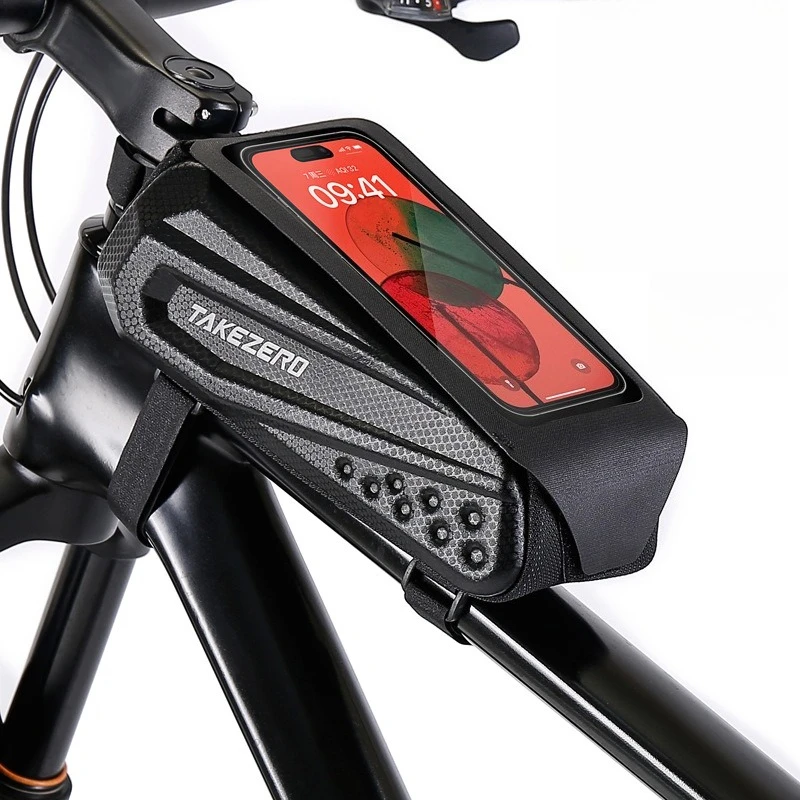 

Непромокаемая велосипедная сумка из углеродного волокна, передний держатель для мобильного телефона из искусственной кожи для велосипеда с 6,8-дюймовым сенсорным экраном, верхняя трубка, аксессуары для велоспорта MTB