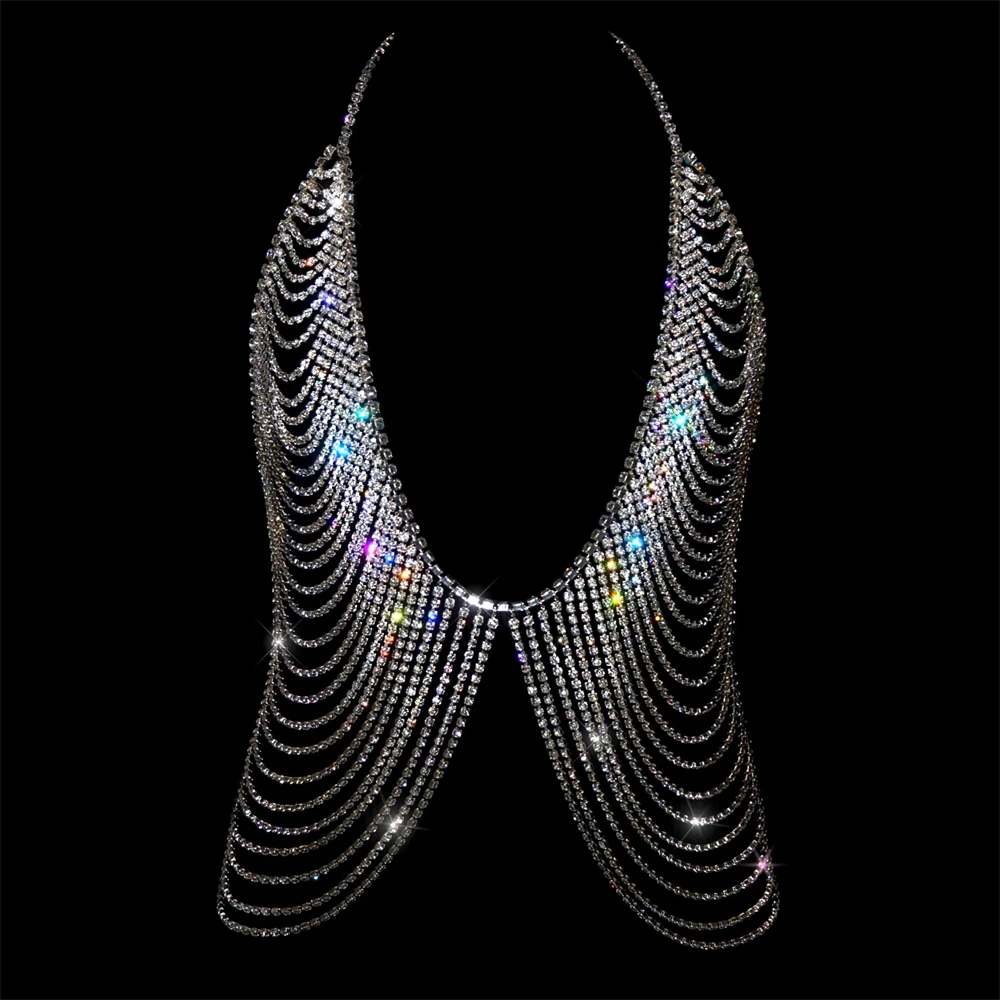 

Сексуальная блестящая цепочка для бюстгальтера со сверкающими кристаллами, ювелирные изделия, женская модная цепочка для тела, аксессуары для тела