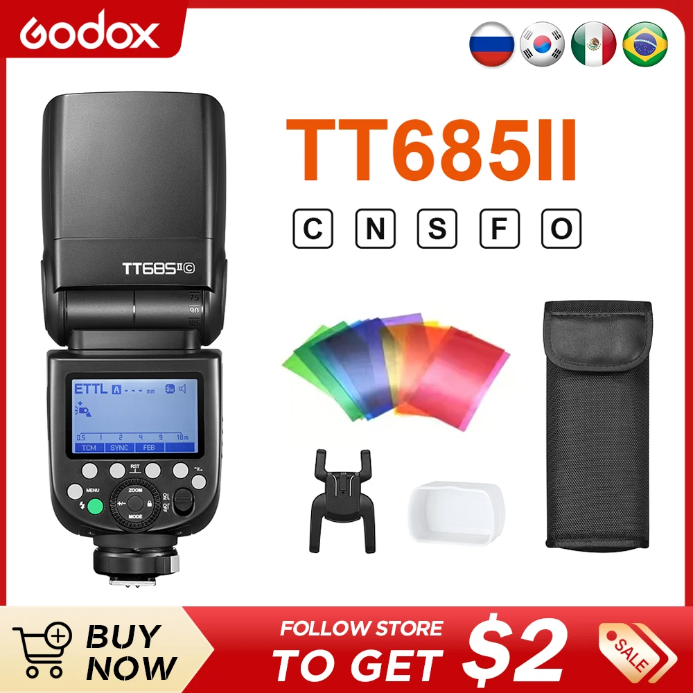 Godox TT685II TTL HSS Flashes TT685IIC TT685IIN TT685IIS TT685IIF TT685O Flash Speedlite for Canon Nikon Sony Fuji Olympus Camer