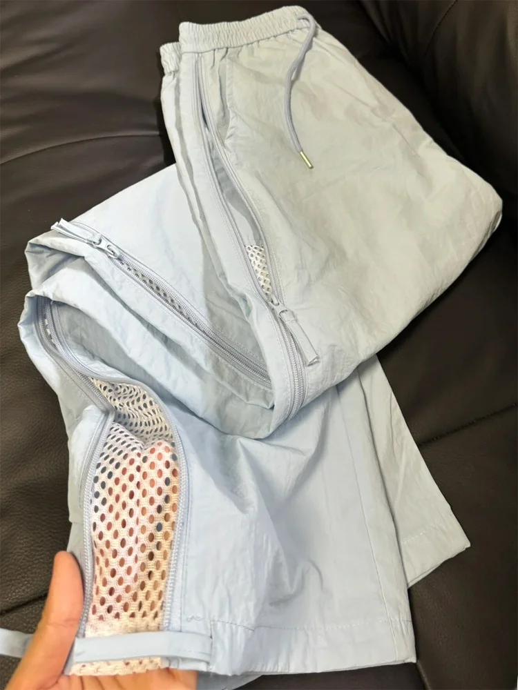 

Blue Qui Dry Breathable Me Men's Summer Thin Casual Side Zip Workwear Pants American Functional Loose Fit Sport Trousers