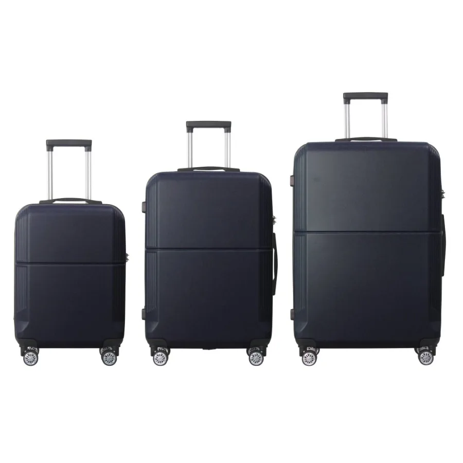 

BLUE 3Piece Premium ABS Luggage Set20 24 and 28 Suitcases with MultiPosition Handle Silent Spinner Wheels and TSAApproved LockD