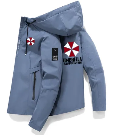 Spring and Autumn New Men's Windproof Sunscreen Exquisite Umbrella Printed Windbreaker Zipper High Quality Hooded Sports Jacket