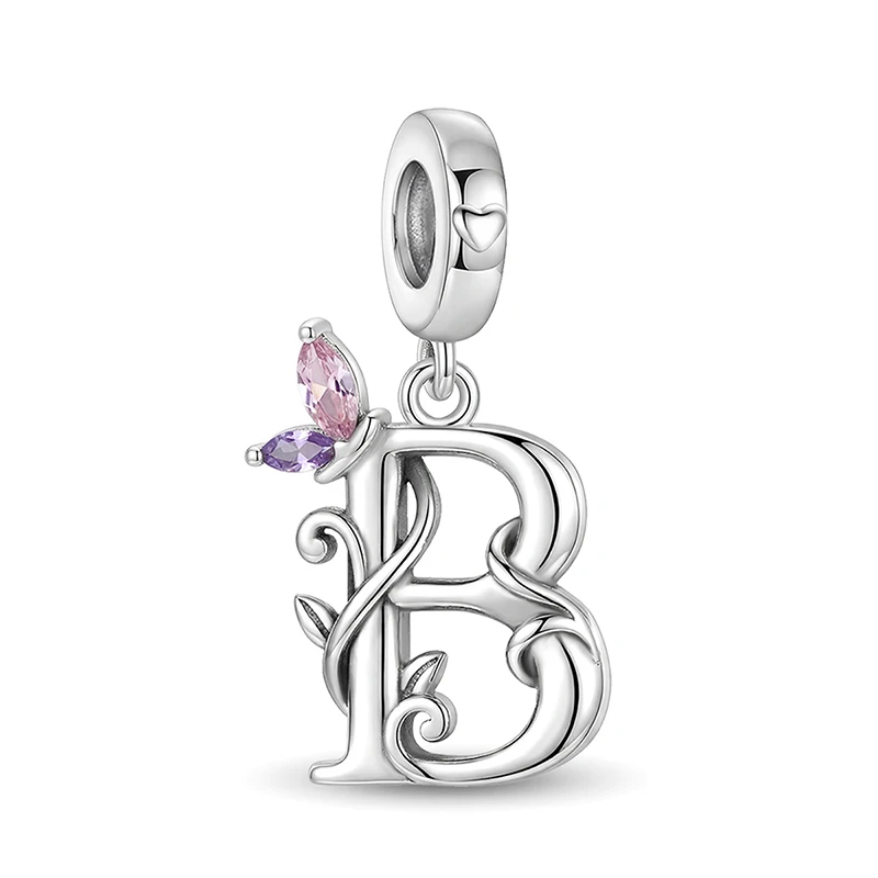 925 Sterling Silver Personalized Beautiful Butterfly Alphabet Charms Beads Fit Original  Bracelets Bangles Fine Jewelry Gift