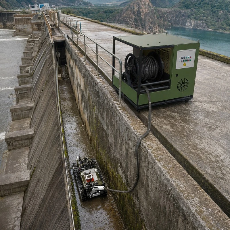Low Profile Sewer Sludge Removal Robot Customized With Rubber Tracks And Robotic Dredge For Factory Wastewater Basin Cleaning