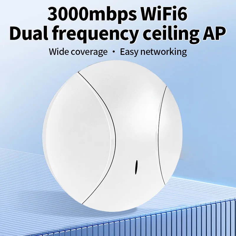 White Label Wifi6 Ceiling Mount AP Wireless Wifi POE 3000Mbps 2.4g 5.8g Gigabit RJ45 Ports Wi-Fi Access Point for Hotel School