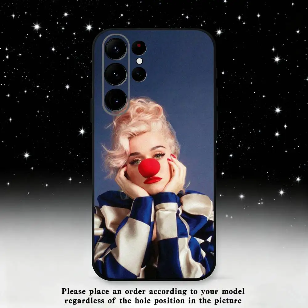 Casing Ponsel K-Katy P-Perry Singer Untuk Samsung S25, S24 Ultra, S20, S30 plus, S22 plus, S23, S30 Ultra 5G Silikon Hitam