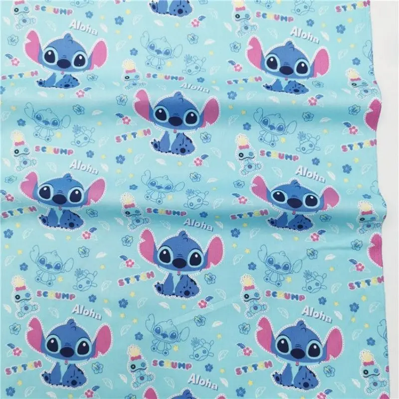 Width 160cm Disney Stitch Cotton Fabric Per Half Meter For Sewing Patchwork Children Clothes Bedding Quilting Material