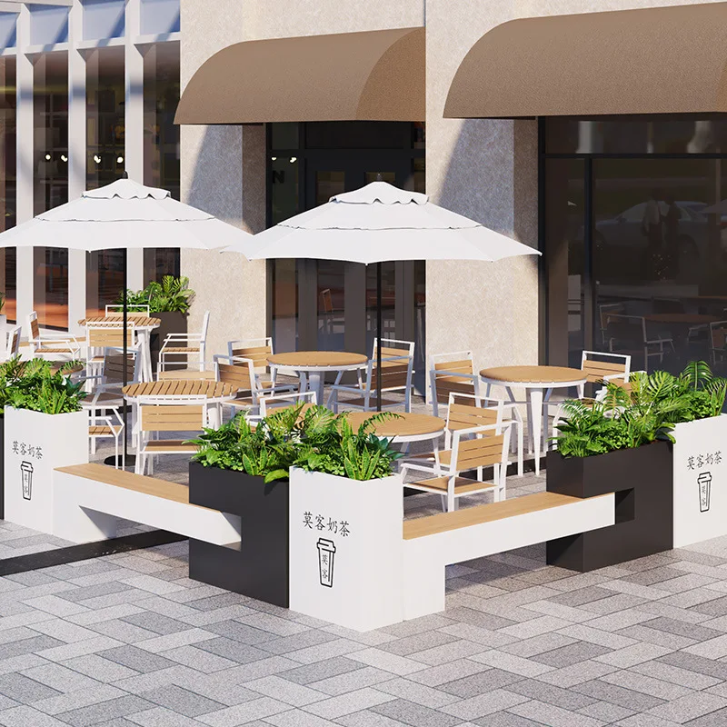 Outdoor seats, stools, iron flower boxes, rest seats, garden plastic-wood benches, balcony landscaping, stainless steel flower