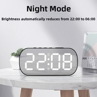 12/24H Format Digital Alarm Clock Temperature Display 5 Level Brightness Electronic Table Clock Date Display Quiet