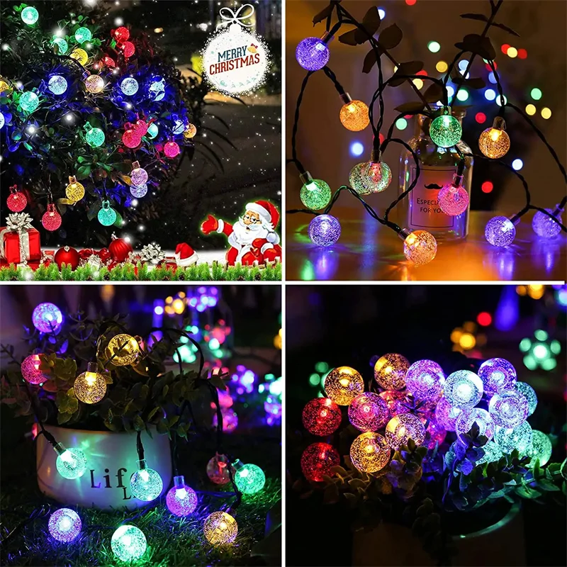 Solar String Lights 100LEDs LED Crystal Globe Outdoor Waterproof Solar Outdoor Lights With 8 Lighting Modes Halloween Decoration