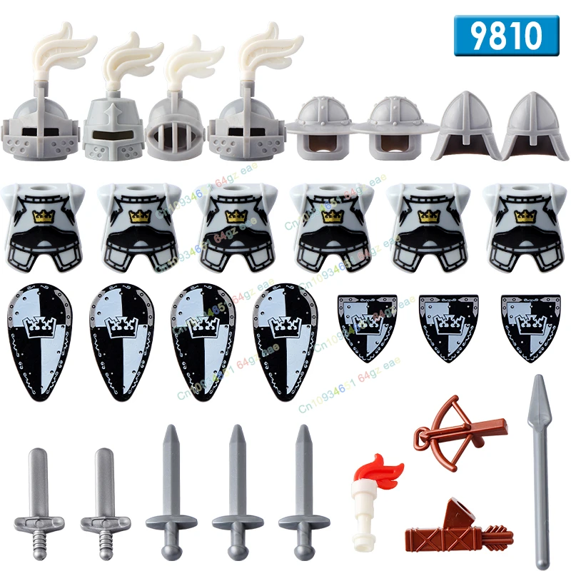 MOC Romeinse soldaten Middeleeuwse ridder Militaire bouwstenen Kasteelkrijgers Miniguren Wapens Accessoires Helm Schild Speelgoed