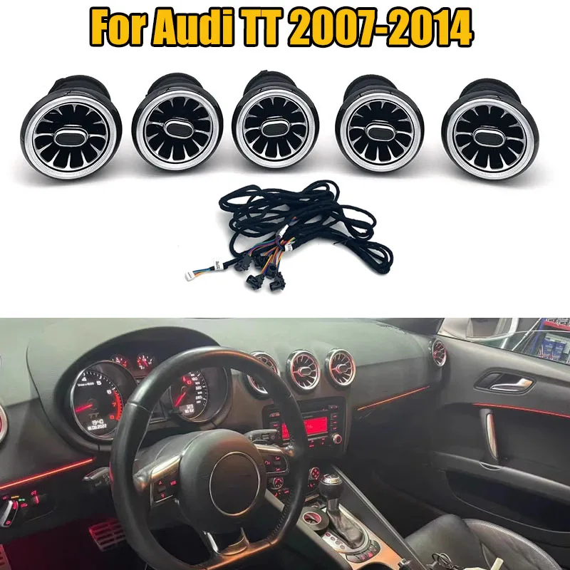 

5PCS LED Front Dashboard AC Air Condition Vent Outlet Turbo Interior Trim For Audi TT 2007 2008 2009 2010 2011 2012 2013 2014