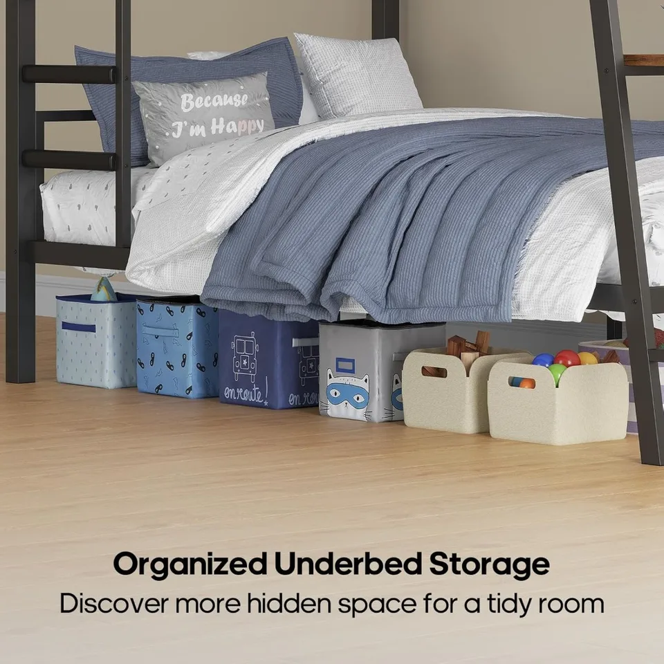 Twin Over Twin Bunk Bed with Desk and RGB Lights
