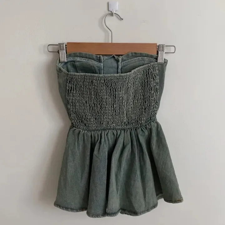 Sexy Strapl Denim Vest Top Women's Spring Summer Slim Fit Trendy Korean Sle Hot Girl Design Binding Waist Wrap Chest