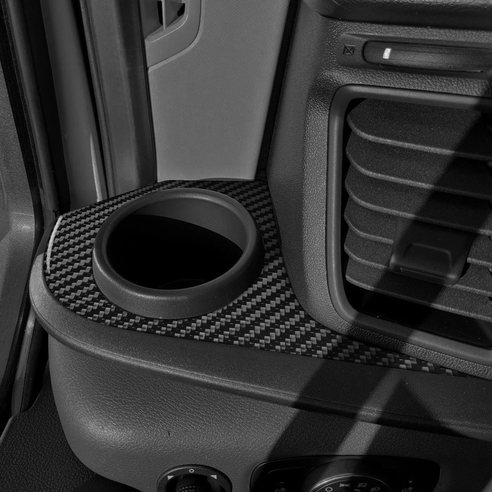 For Ford Transit 350 2024-2025 Real Carbon Fiber Stickers Instrument Side Cup Holder Panel Car Accessories Interior decorative