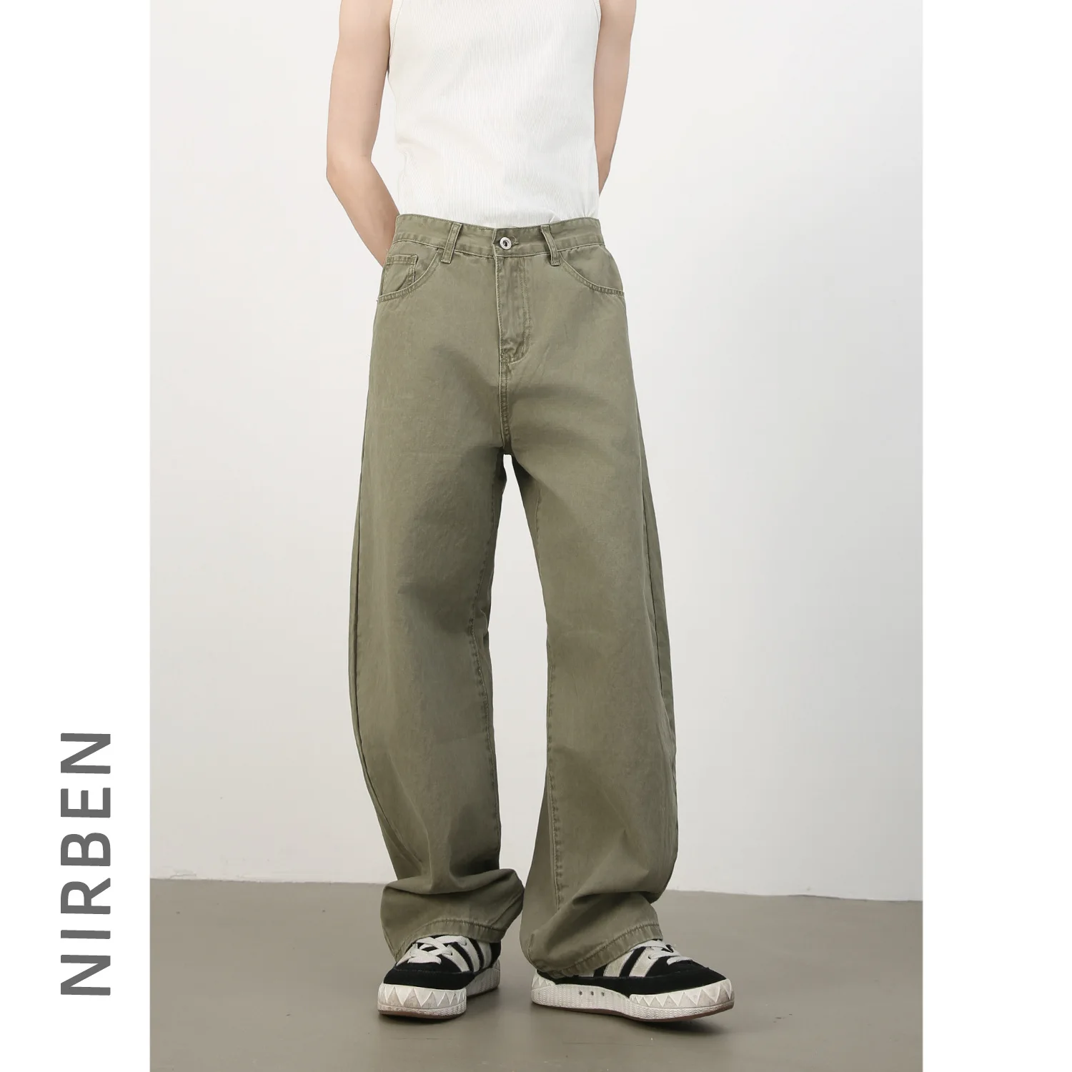 Jeans | Early Spring New Solid Color Basic Jeans For Men Loose Wide-Leg Versatile Scimitar Casual Pants