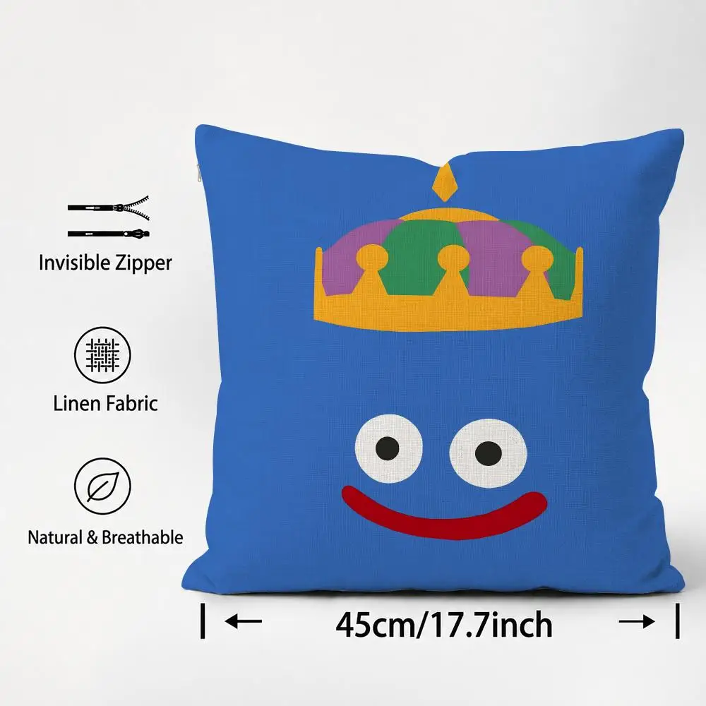 Character Slime Dragon Quest Cushion Cover Cushion Covers Natural Linen Breathable Sofa Bedroom Decor Pillowcase