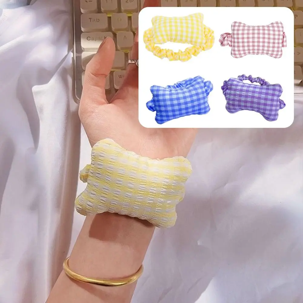 

4Pcs/Set Small Ergonomic Mouse Wrist Rest Pad Cute Plaid Keyboard Hand Pillow Creative Comfortable Wrist Pad Hairbands Work
