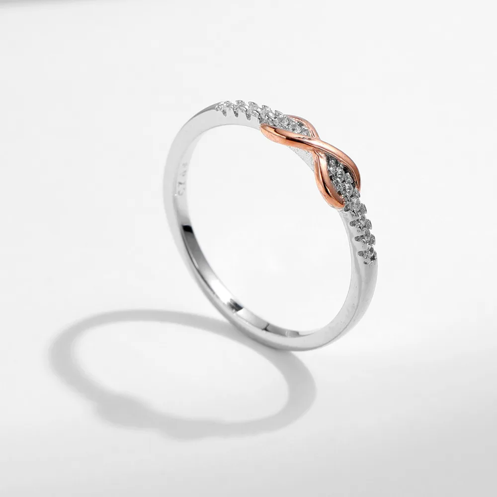 

GL s925 Pure Silver High-end Minimalist Beaded Ring Design with Rose Gold Plating - Girlfriend Gift, Birthday Gift