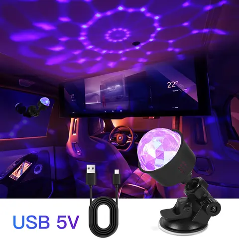 Mini USB Night Light RGB LED Stage Disco Light Rotating DJ Ball Strobe Auto Rotate for Car KTV Christmas Party Show Decoration