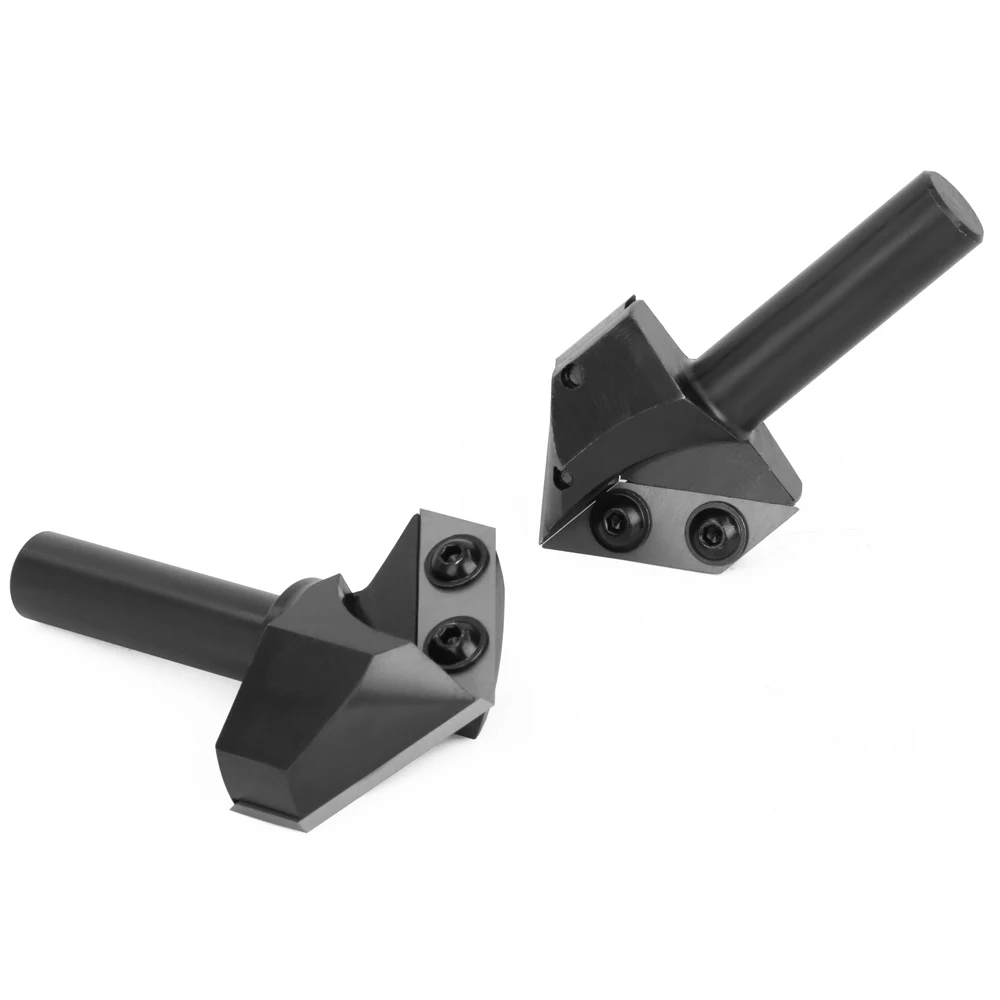 LAVIE 1pc 1/2" Shank 90° & 120° V-Groove Router Bit, Black Coated Carbide V-Slot Milling Cutter For Woodworking X13G39090BK