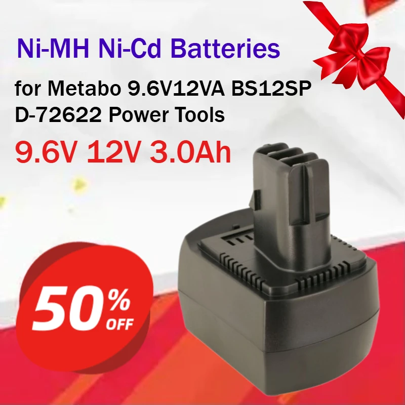 9.6V 3.0Ah Ni-MH and Ni-Cd Batteries for Metabo 9.6V12VA BS12SP D-72622 Power Tools Grade A Full-Capacity Cells