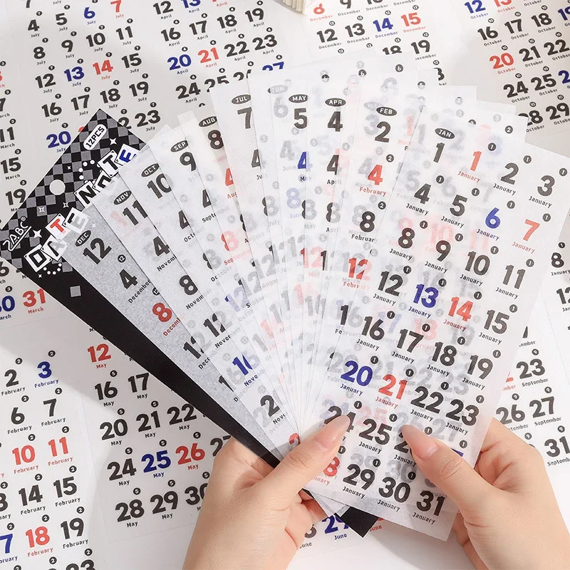 365 Days Date Label PET Stickers - Waterproof Die-Cut Stickers for Planner, Journal, Scrapbook, DIY Hand Account Decoration