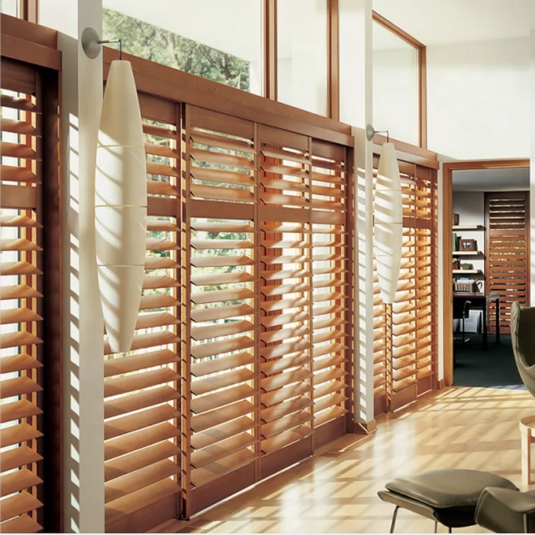 Hot Selling Wooden /PVC Plantation Bifold Louver Shutters Interior France Door Windows Blinds Shades & Shutters